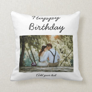 Coussin simple coloré minimum heureux anniversaire ajouter