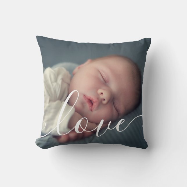 Coussin Simple Elegant 2 Photo Script Love (Recto)
