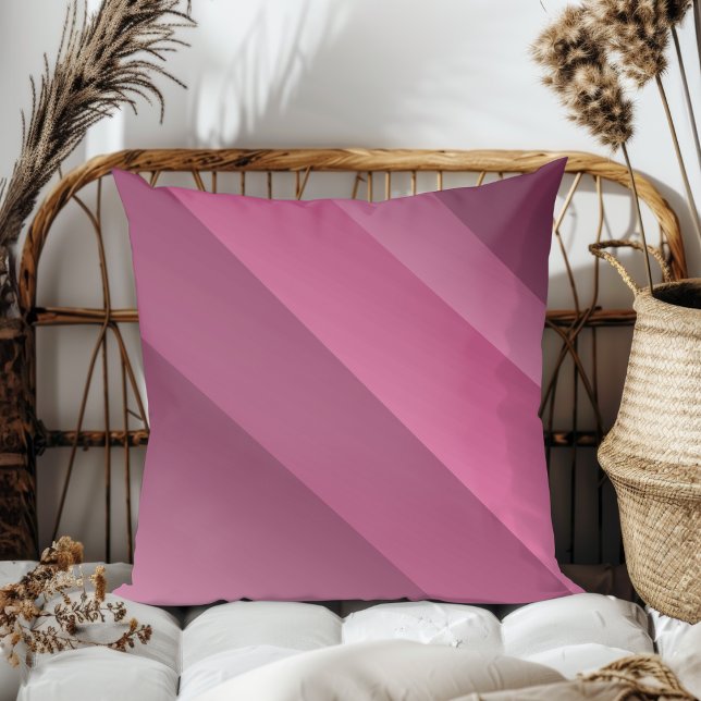 Coussin Simple Élégant Diagonale moderne rayures rose fonc (Créateur téléchargé)