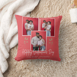 Coussin Simple Elegant Floral valentine's day photo couple