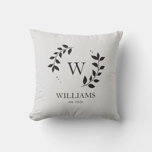 Coussin Simple Elegant Moderne Monogramme Famille Nom (Recto)