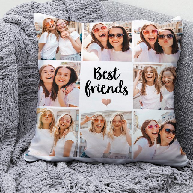 Coussin Simple et chic | Collage de photos du coeur des me (Créateur téléchargé)