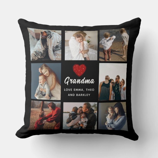 Coussin Simple et chic | Collage de photos du coeur pour g (Recto)