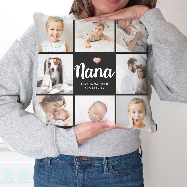 Coussin Simple et chic | Collage de photos et coeur pour N (Créateur téléchargé)