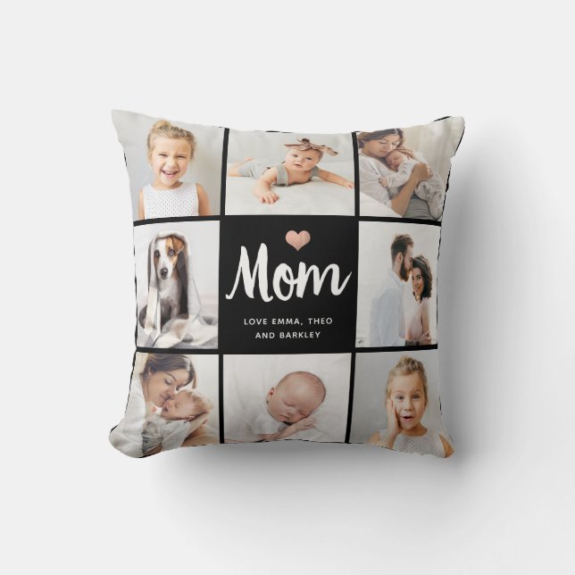 Coussin Simple et chic | Photo Collage pour maman avec coe (Recto)