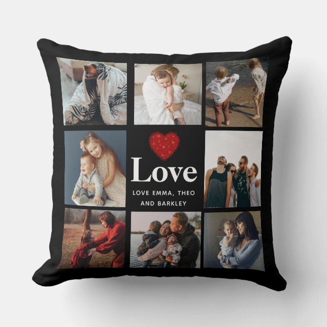 Coussin Simple et moderne | Collage de photos d'amour (Recto)