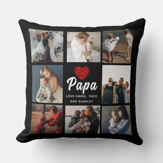 Coussin Simple et moderne | Photo Collage pour Papa (Recto)