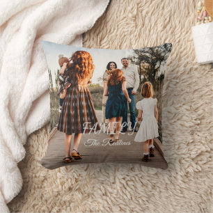 Coussin Simple Famille Texte Superposé avec une photo T