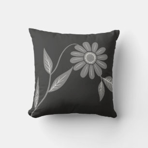 Coussin Simple Fleur de Charbon de Bois de Style Milieu de