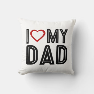 Coussin Simple J'Aime Le Coeur Ma Typographie Papa Jeter L