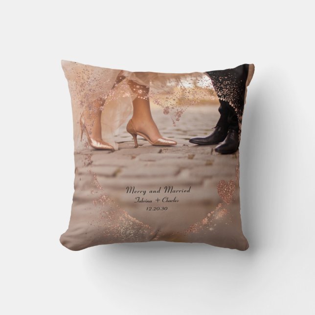 Coussin Simple Modern Elegant Married 2 Photo Christmas  (Recto)