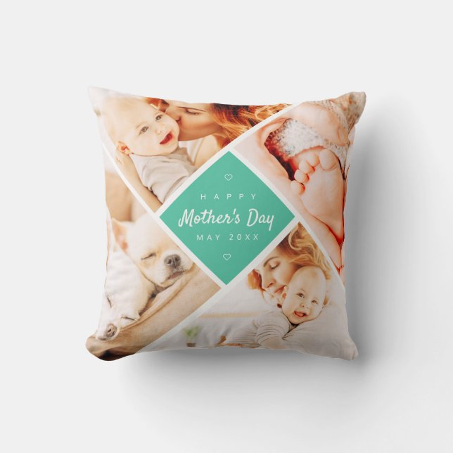 Coussin Simple moderne Joyeux Fête des Mères Photo personn (Recto)