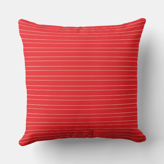 Coussin Simple Moderne Rayé Rouge Cabane Gras (Verso)
