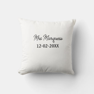 Coussin simple monogramme minimal Mme M. nom date année