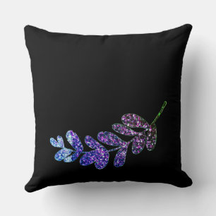 Coussin simple personnalisé bleu violet noir feuilles ajou