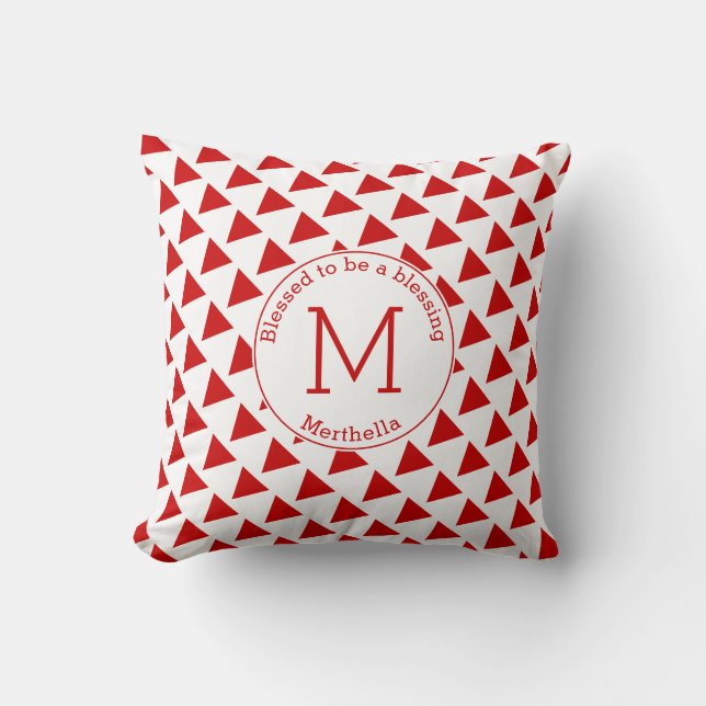 Coussin Simple triangle géométrique Brick rouge blanc Mono (Recto)