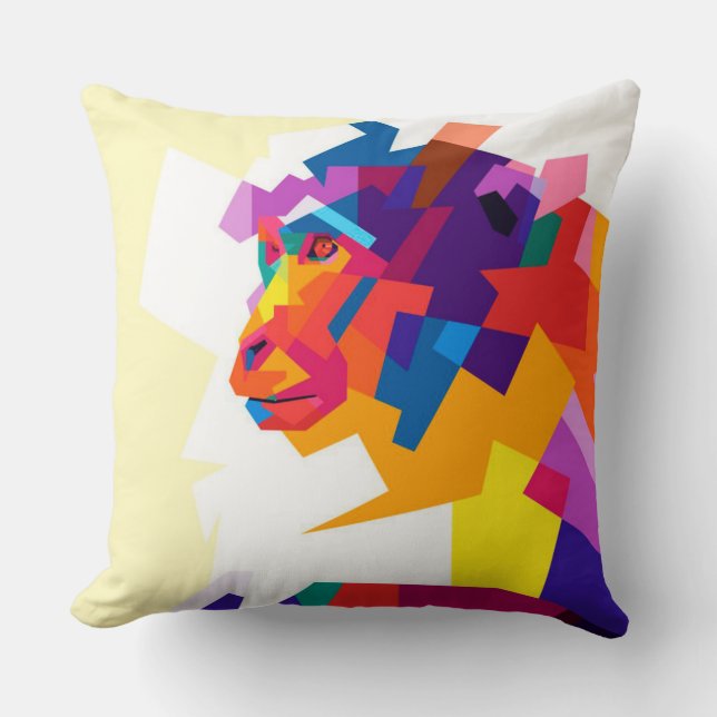 Coussin Singe coloré Abstrait | Oeuvre moderne (Recto)