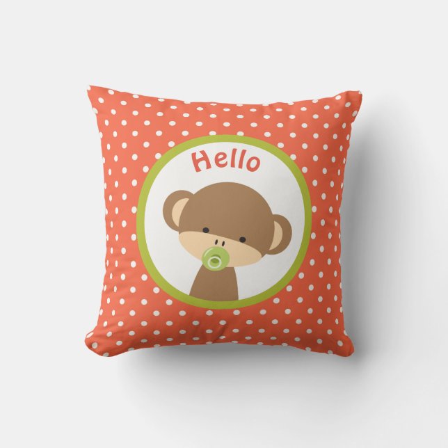 Coussin Singe de bébé mignonne avec une Pacificateur en Po (Recto)