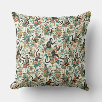 Coussin Singe de la Chinoiserie Florale