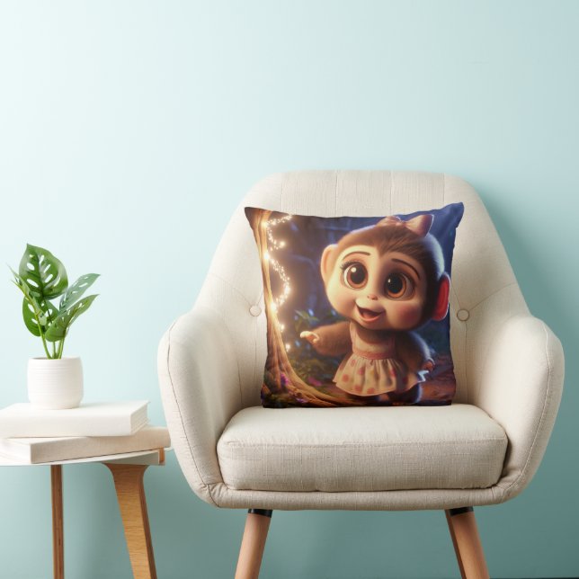 Coussin Singe mignon en robe (Chaise)