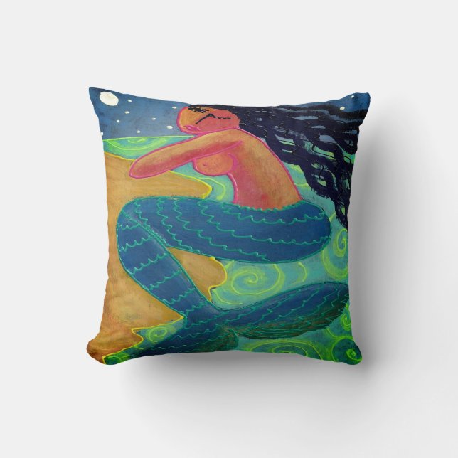 Coussin Sirène au clair de lune Art Abstrait (Recto)