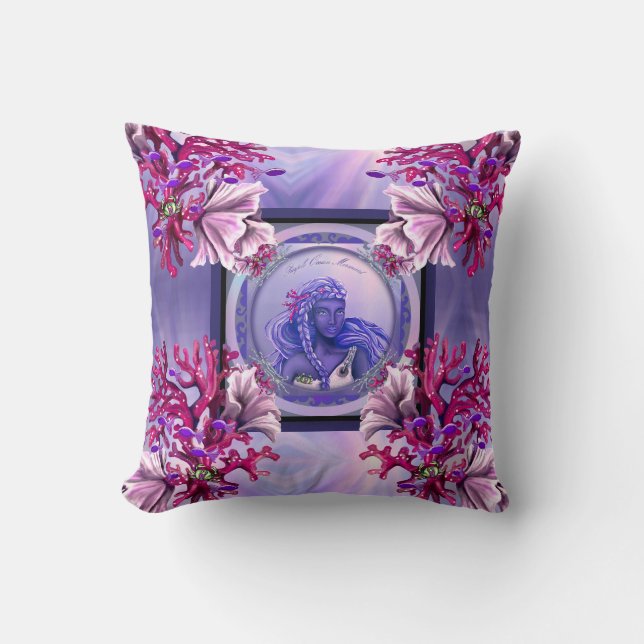 Coussin Sirène de mer violette (Recto)