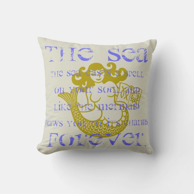 Coussin Sirène et mer (Recto)