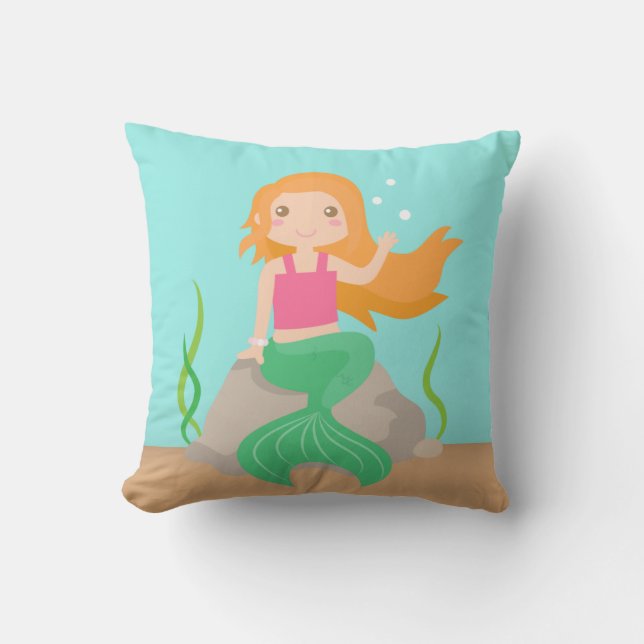 Coussin Sirène mignonne sous la mer, pour des filles (Recto)