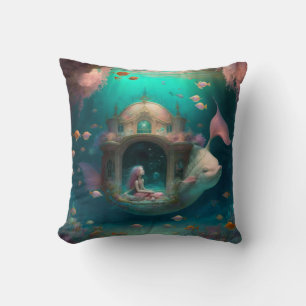 Coussin Sirène nager avec le poisson mignon pilon jetez