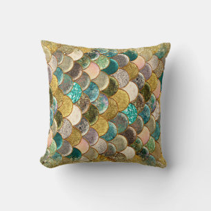 Coussin Sirène Paillettes Multi Couleurs Glam Écailles Fém
