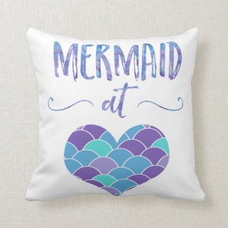 Coussin Sirène pourpre et turquoise mignonne au carreau de
