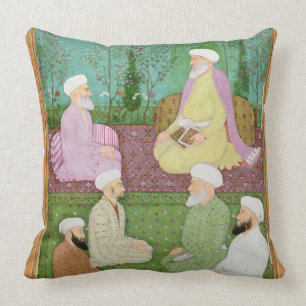 Coussin Six hommes saints musulmans assis sur une terrasse
