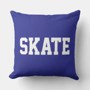 Coussin SKATE Fun Gras Athlétique Texte Blanc Sur Fond Ble
