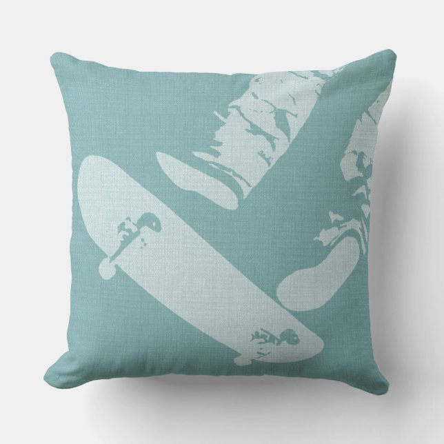 Coussin Skateboard Jump - Mint & Off White Thlow Pillow (Recto)