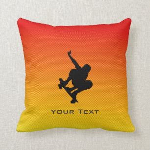 Coussin Skateboarding jaune-orange