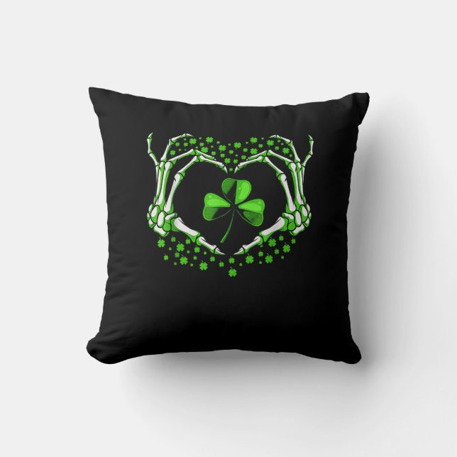 Coussin Skeleton Coeur main Shamrock Jour de la Saint Patr (Recto)