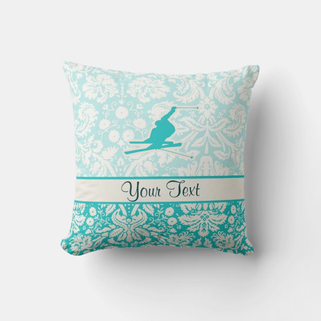 Coussin Ski turquoise de neige (Recto)
