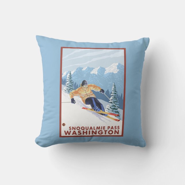 Coussin Skieur de neige de Downhhill - passage de (Recto)