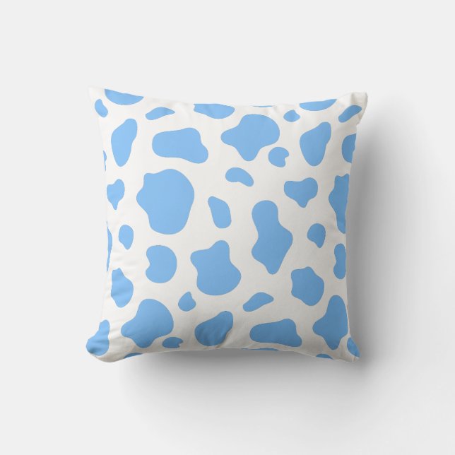 Coussin Sky Blue Cow Print Decorative Pillow (Recto)