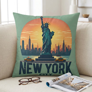 Coussin Skyline de New York avec Statue de la Liberté