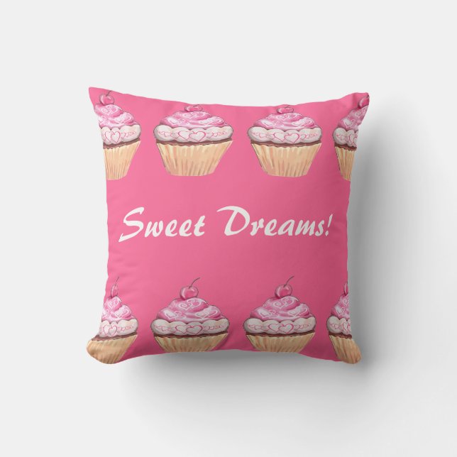Coussin Sleepover rose de petits gâteaux de filles de (Recto)