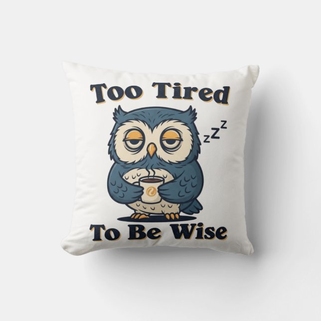 Coussin Sleepy Retro Owl Square Throw Pillow (Recto)