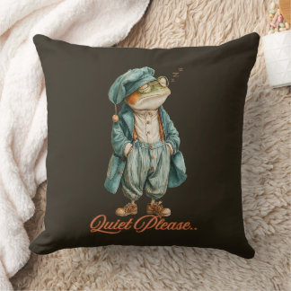 Coussin Sleepy Vintage Frog Throw Pillow