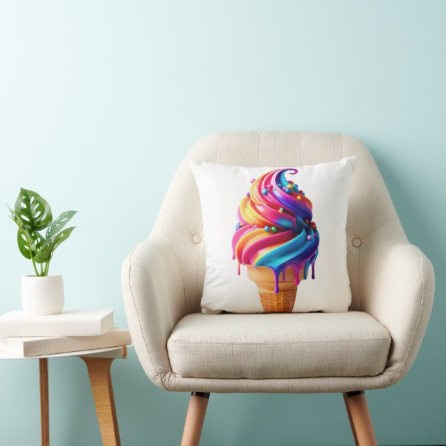 Coussin SlipperyJoe's vibrante crème glacée cone classique (Chaise)