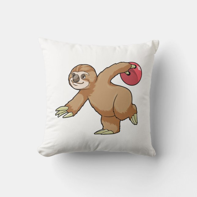 Coussin Sloth at Bowling avec Bowling ball (Recto)