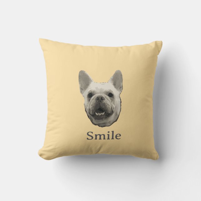Coussin Smile French Bulldog Beige (Recto)