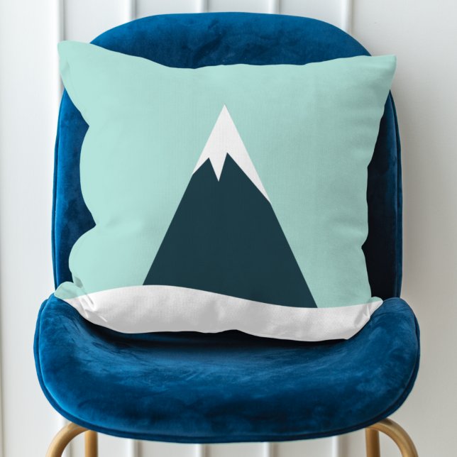 Coussin Snow Mountain Scandinavian Winter Minimum Blue (Créateur téléchargé)