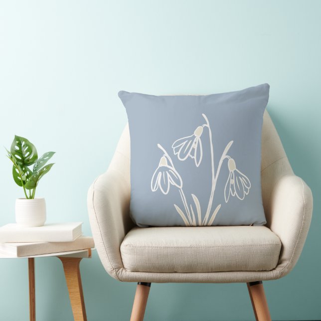 Coussin Snowdrops Fleurs Janvier Anniversaire (Chaise)