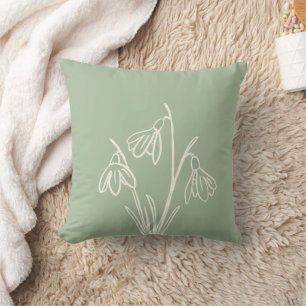 Coussin Snowdrops Fleurs Janvier Anniversaire