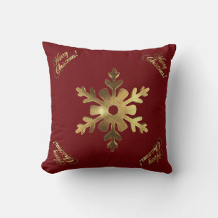 Coussin Snowflake Rouge et or Joyeux Noël